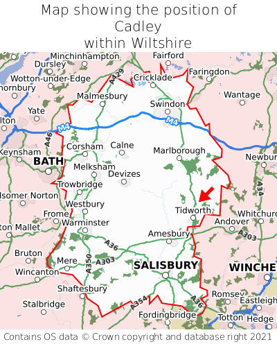 Map showing location of Cadley within Wiltshire