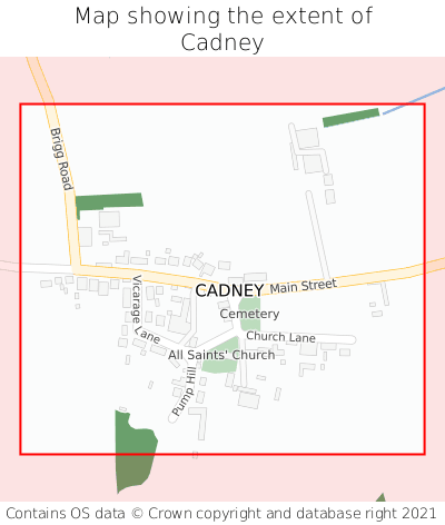 Map showing extent of Cadney as bounding box