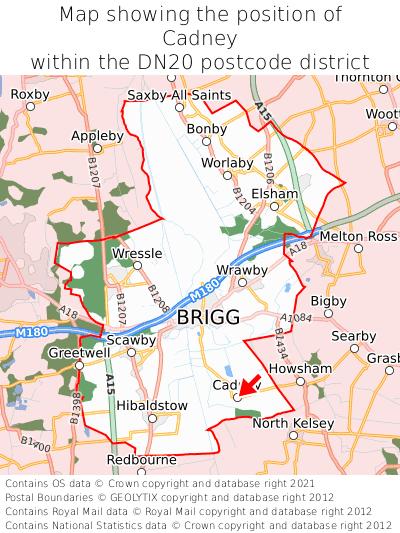 Map showing location of Cadney within DN20