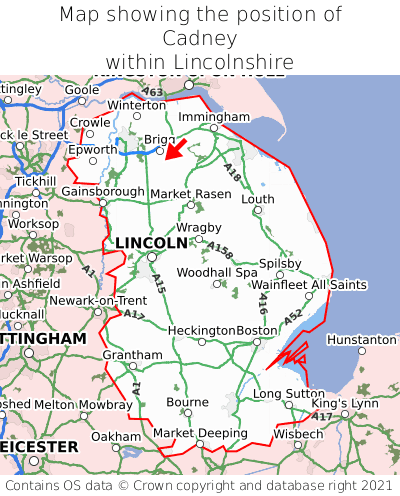 Map showing location of Cadney within Lincolnshire