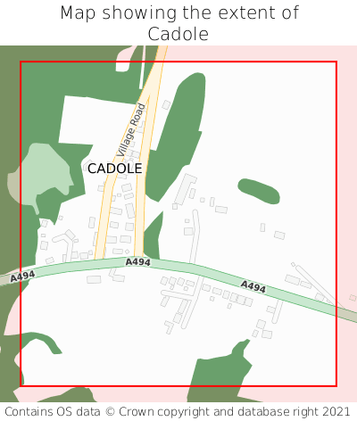 Map showing extent of Cadole as bounding box