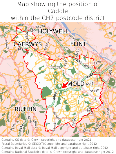 Map showing location of Cadole within CH7