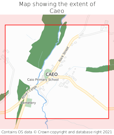 Map showing extent of Caeo as bounding box