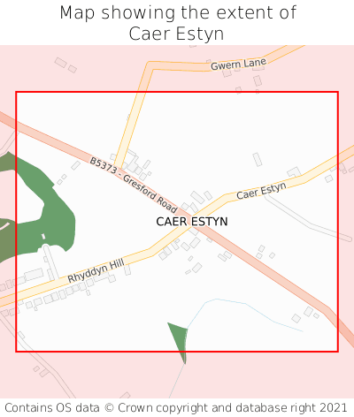 Map showing extent of Caer Estyn as bounding box