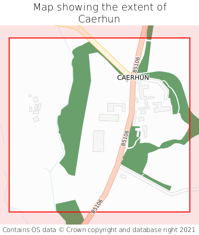 Map showing extent of Caerhun as bounding box
