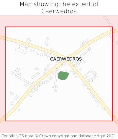 Map showing extent of Caerwedros as bounding box