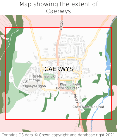 Map showing extent of Caerwys as bounding box