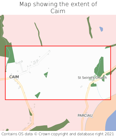 Map showing extent of Caim as bounding box