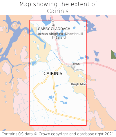 Map showing extent of Cairinis as bounding box