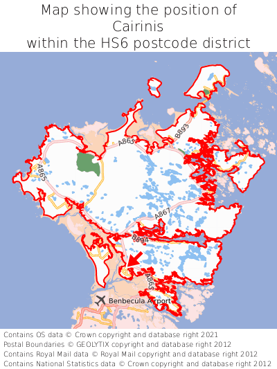 Map showing location of Cairinis within HS6