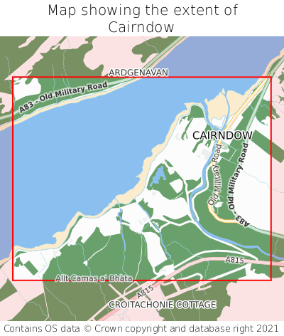 Map showing extent of Cairndow as bounding box