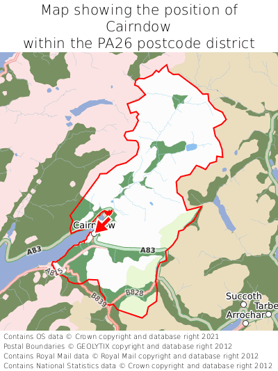 Map showing location of Cairndow within PA26