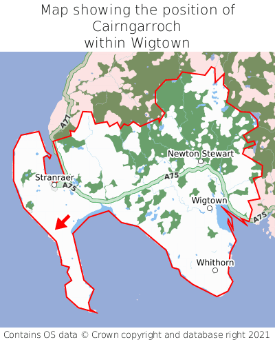 Map showing location of Cairngarroch within Wigtown