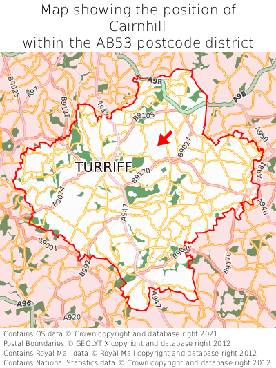 Map showing location of Cairnhill within AB53