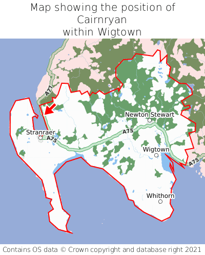 Map showing location of Cairnryan within Wigtown