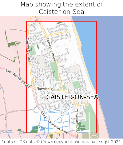 Map showing extent of Caister-on-Sea as bounding box
