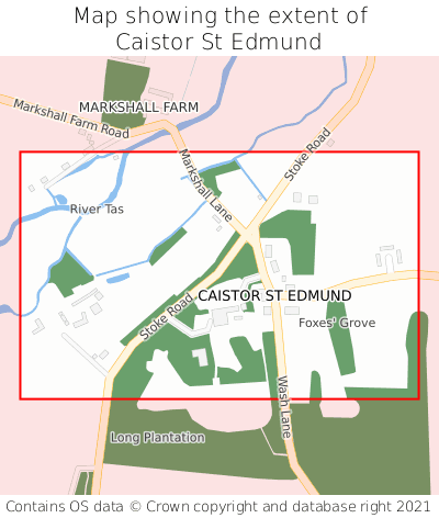 Map showing extent of Caistor St Edmund as bounding box
