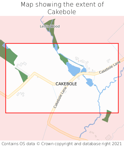 Map showing extent of Cakebole as bounding box
