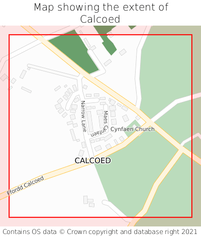 Map showing extent of Calcoed as bounding box