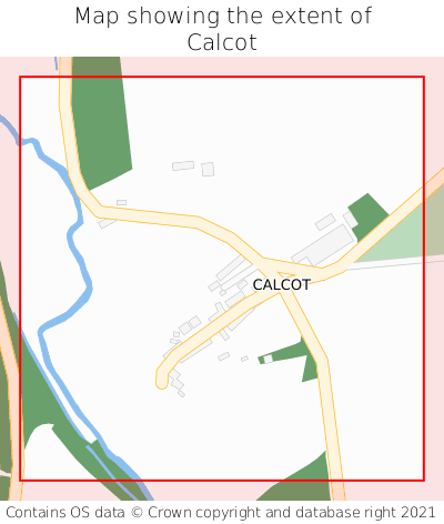 Map showing extent of Calcot as bounding box