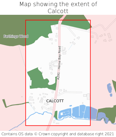 Map showing extent of Calcott as bounding box