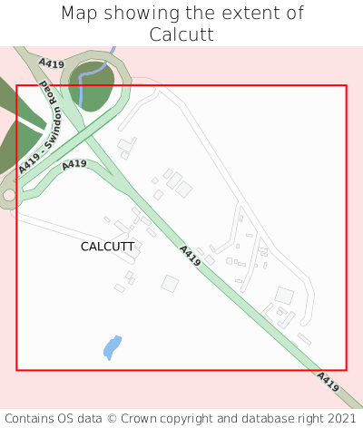 Map showing extent of Calcutt as bounding box