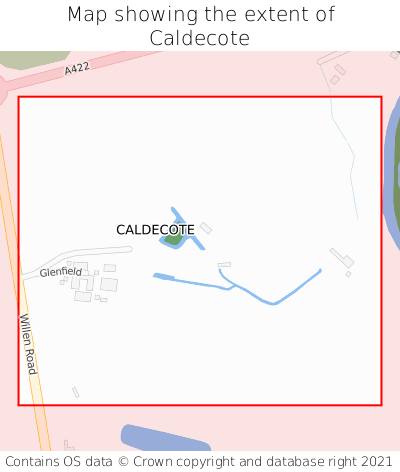 Map showing extent of Caldecote as bounding box