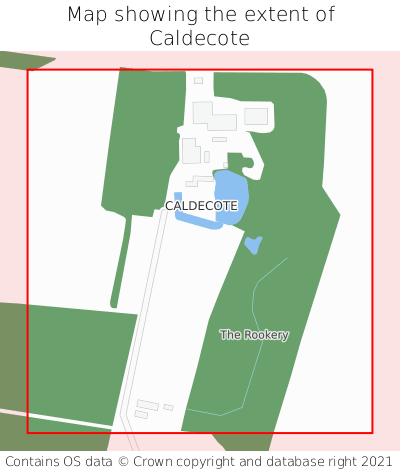 Map showing extent of Caldecote as bounding box