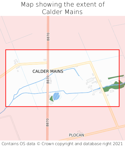 Map showing extent of Calder Mains as bounding box