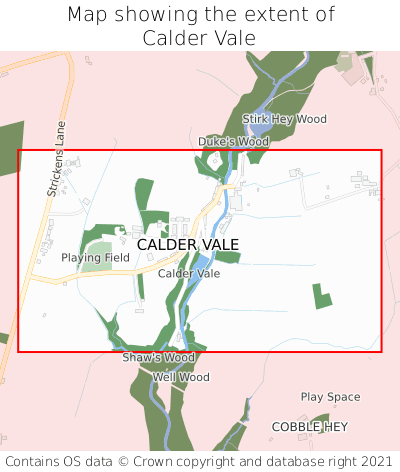Map showing extent of Calder Vale as bounding box