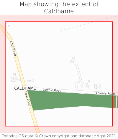 Map showing extent of Caldhame as bounding box