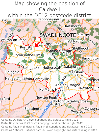 Map showing location of Caldwell within DE12