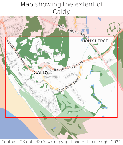 Map showing extent of Caldy as bounding box