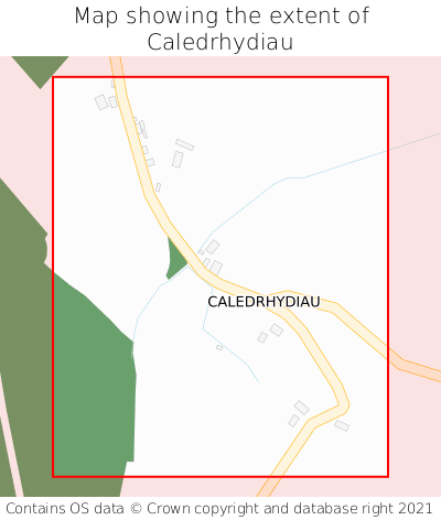 Map showing extent of Caledrhydiau as bounding box