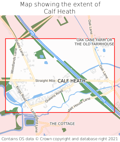 Map showing extent of Calf Heath as bounding box