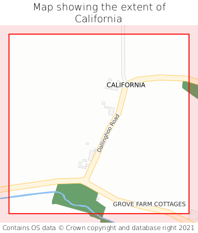 Map showing extent of California as bounding box