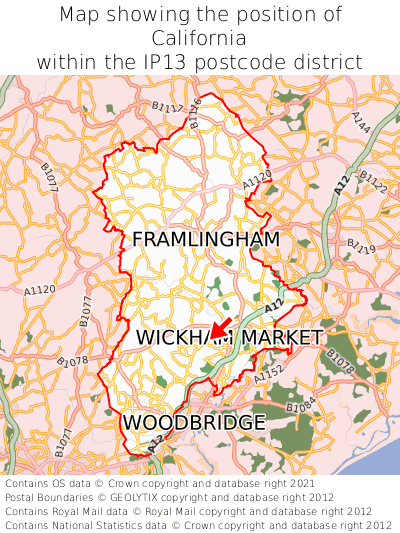 Map showing location of California within IP13