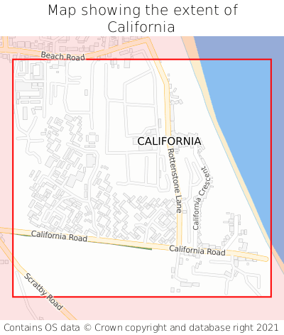 Map showing extent of California as bounding box