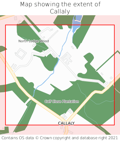 Map showing extent of Callaly as bounding box