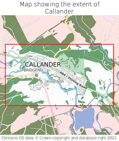 Map showing extent of Callander as bounding box