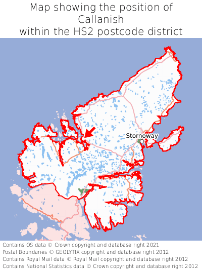 Map showing location of Callanish within HS2