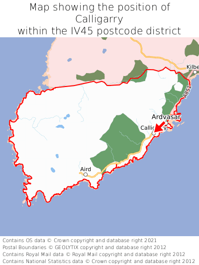 Map showing location of Calligarry within IV45