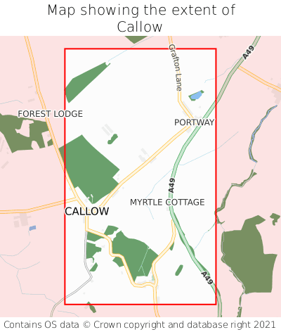 Map showing extent of Callow as bounding box