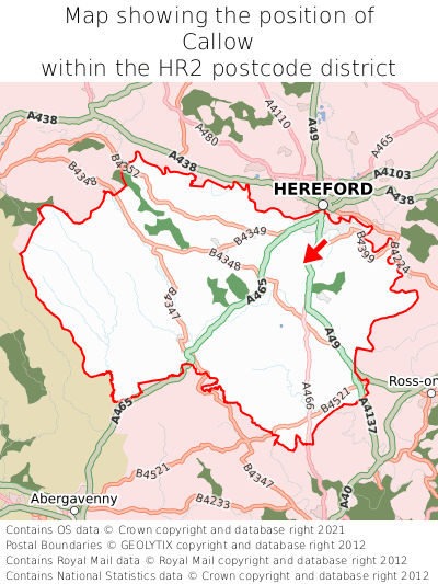 Map showing location of Callow within HR2