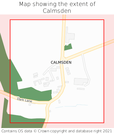 Map showing extent of Calmsden as bounding box