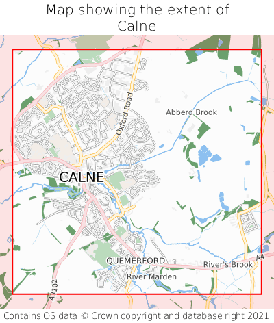 Map showing extent of Calne as bounding box