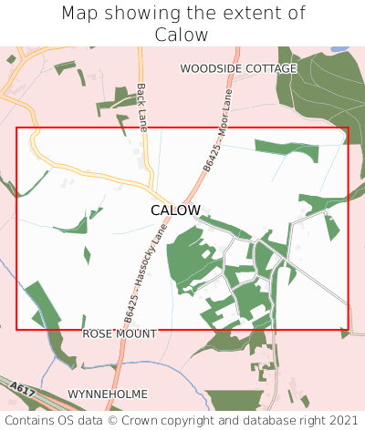 Map showing extent of Calow as bounding box