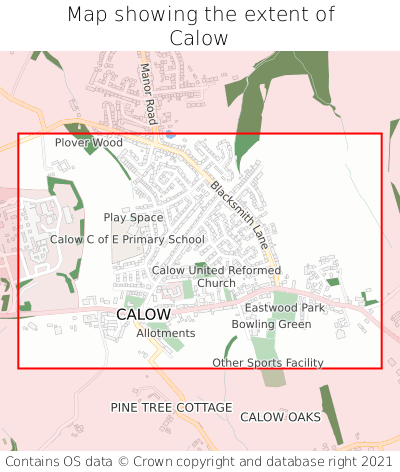 Map showing extent of Calow as bounding box