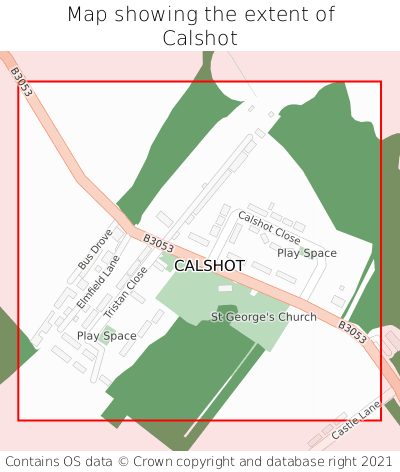 Map showing extent of Calshot as bounding box