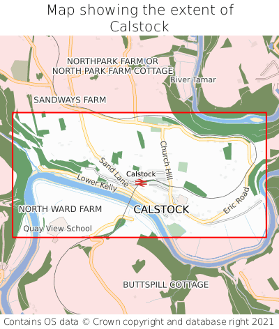 Map showing extent of Calstock as bounding box